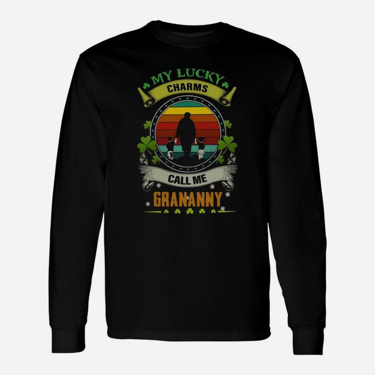 Vintage My Lucky Charms Call Me Grananny St Patricks Day Shamrock Best For Grandmothers Long Sleeve T-Shirt