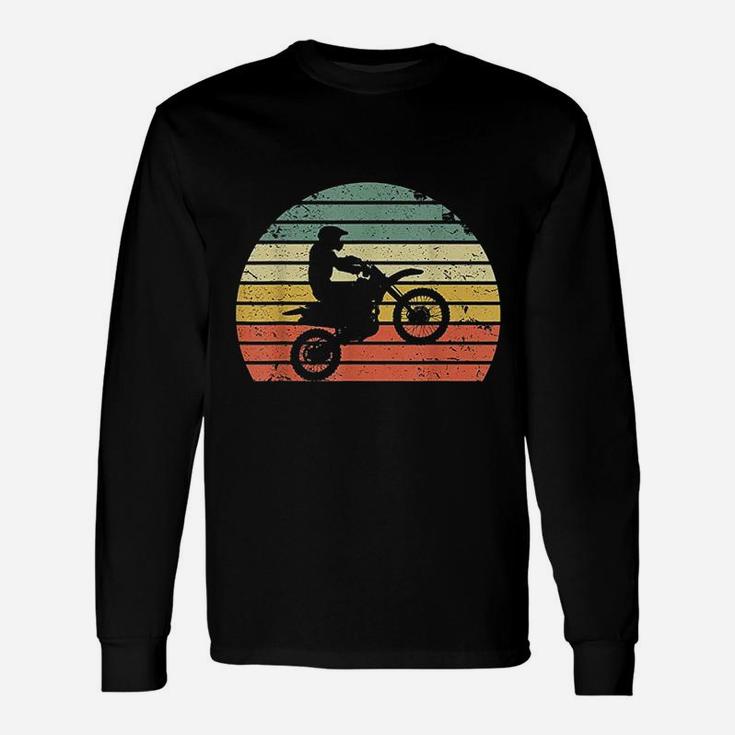 Vintage Motocross Dirt Bike Silhouette Retro Dirt Bike Long Sleeve T-Shirt