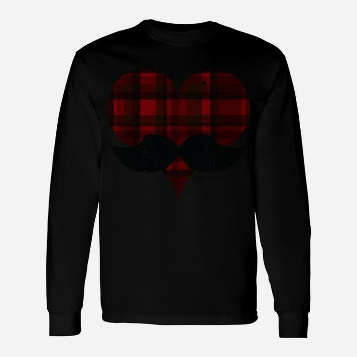 Vintage Mustache Heart Valentines Day Novelty Long Sleeve T-Shirt