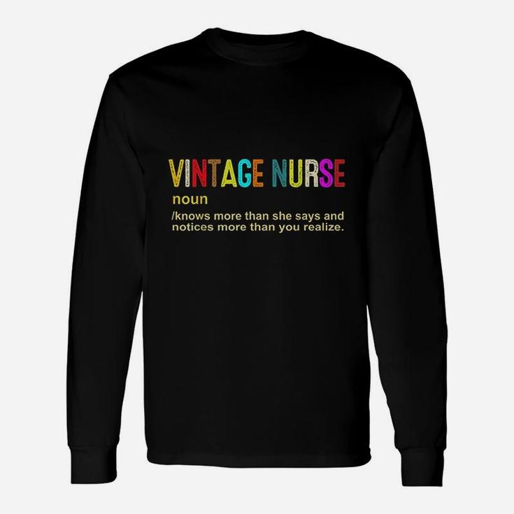 Vintage Nurse Noun-funny Nurse Long Sleeve T-Shirt