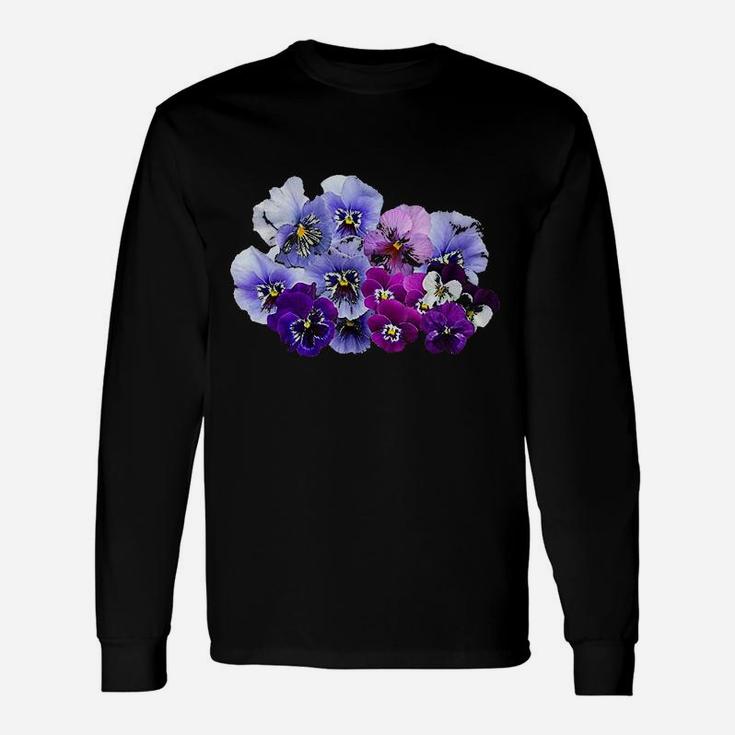 Vintage Pansies Flowers Gardening Pansy Lover Long Sleeve T-Shirt