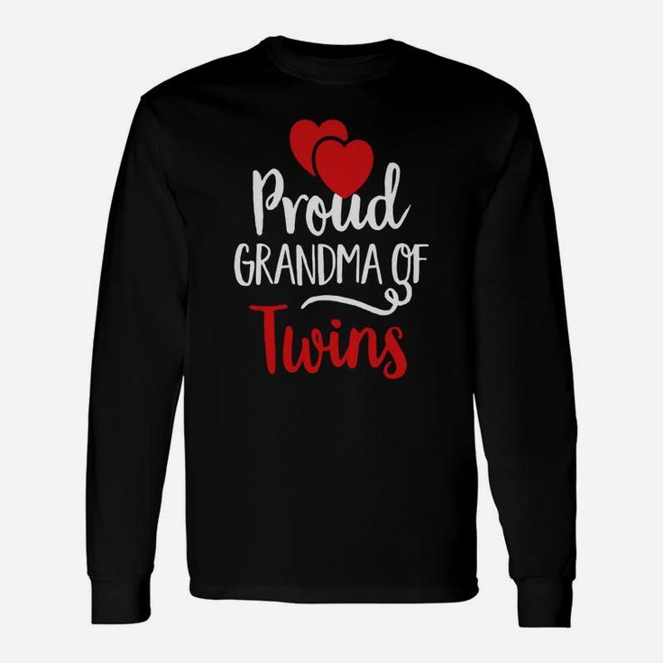 Vintage Red Hearts Love Proud Grandma Of Twins Long Sleeve T-Shirt