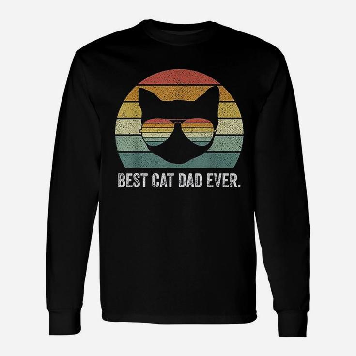 Vintage Retro Best Cat Dad Ever Cat Dad Father Long Sleeve T-Shirt