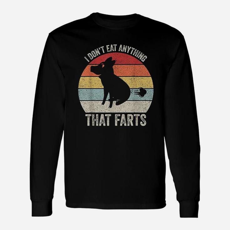 Vintage Retro I Dont Eat Anything That Farts Vegetarian Long Sleeve T-Shirt