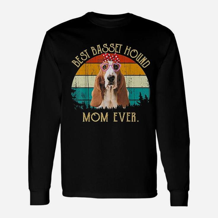Vintage Retro Mama Best Basset Hound Mom Ever Long Sleeve T-Shirt