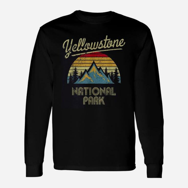 Vintage Retro Yellowstone Mountain National Park Shirt Long Sleeve T-Shirt