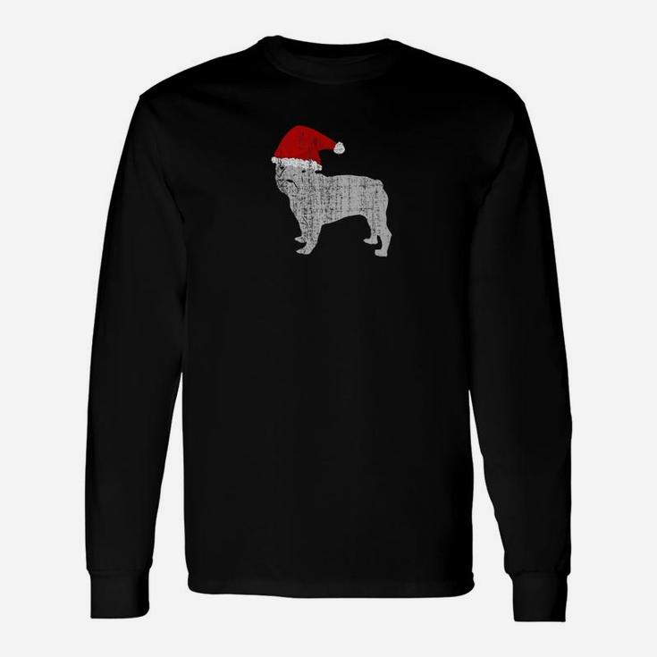 Vintage Santa Hat French Bulldog Dog Shirt Long Sleeve T-Shirt