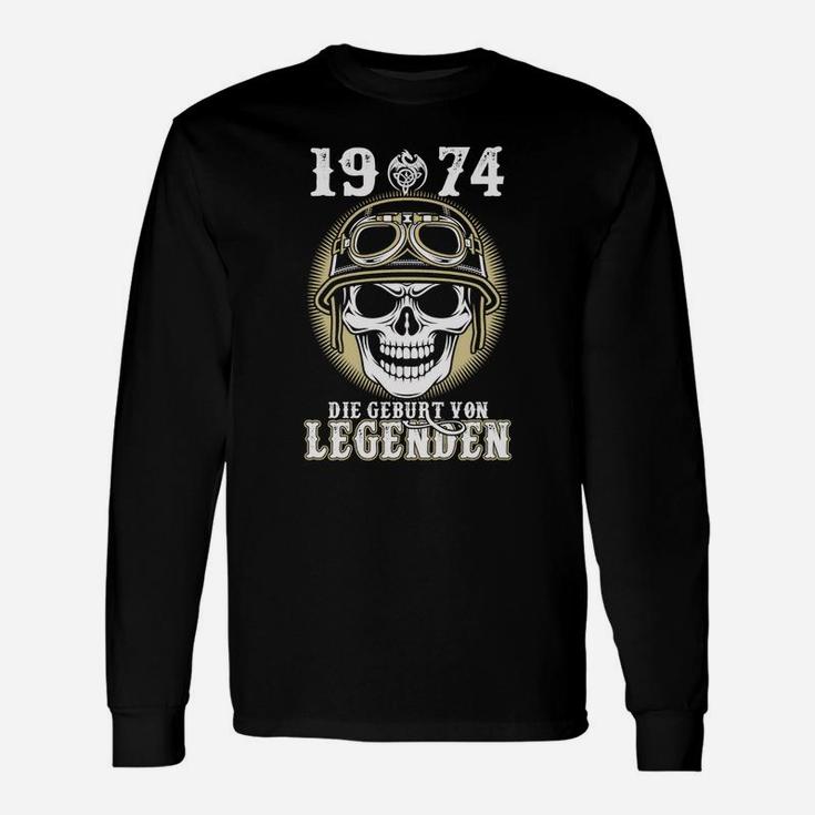 Vintage Schädel 1974 Legendengeburt Langarmshirts, Retro Design