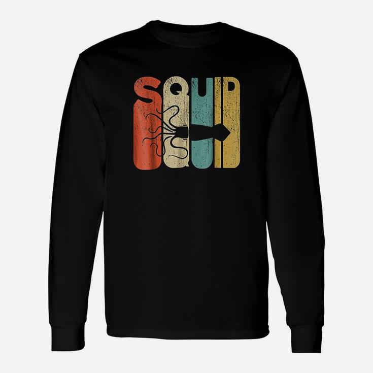 Vintage Style Squid Silhouette Long Sleeve T-Shirt