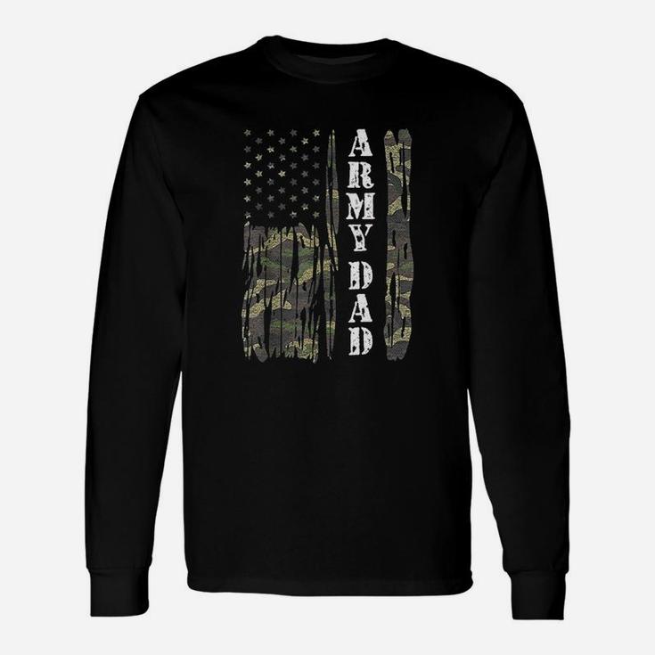 Vintage Us Flag Army Dad Veteran Father Fathers Day Long Sleeve T-Shirt