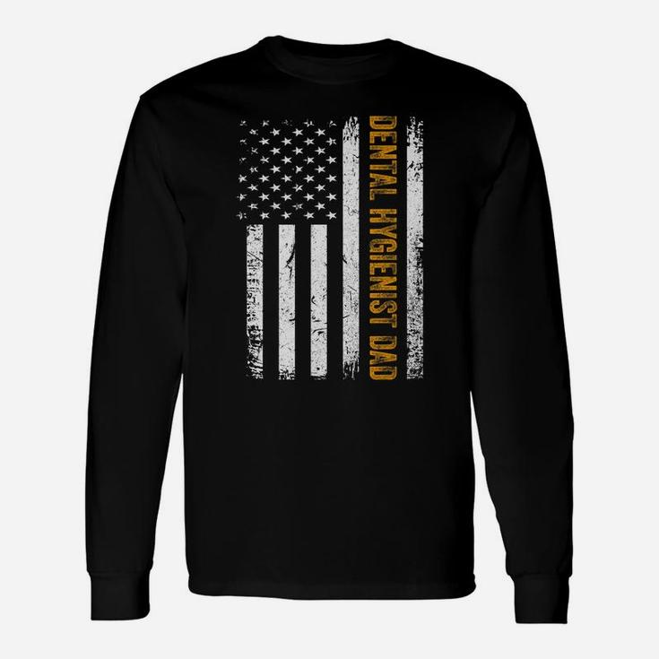 Vintage Usa Dental Hygienist Dad American Flag Father's Day T-shirt Long Sleeve T-Shirt