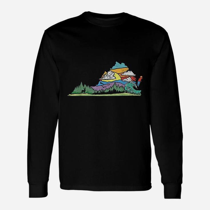 Vintage Virginia Outdoors And Nature Lover Retro 80s Long Sleeve T-Shirt