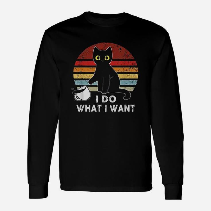Vintage I Do What I Want Cat Lover Dad Mom Long Sleeve T-Shirt