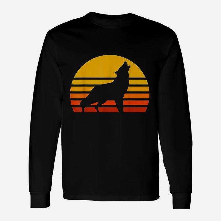 Vintage Wolf Sunset Retro Wolf Long Sleeve T-Shirt