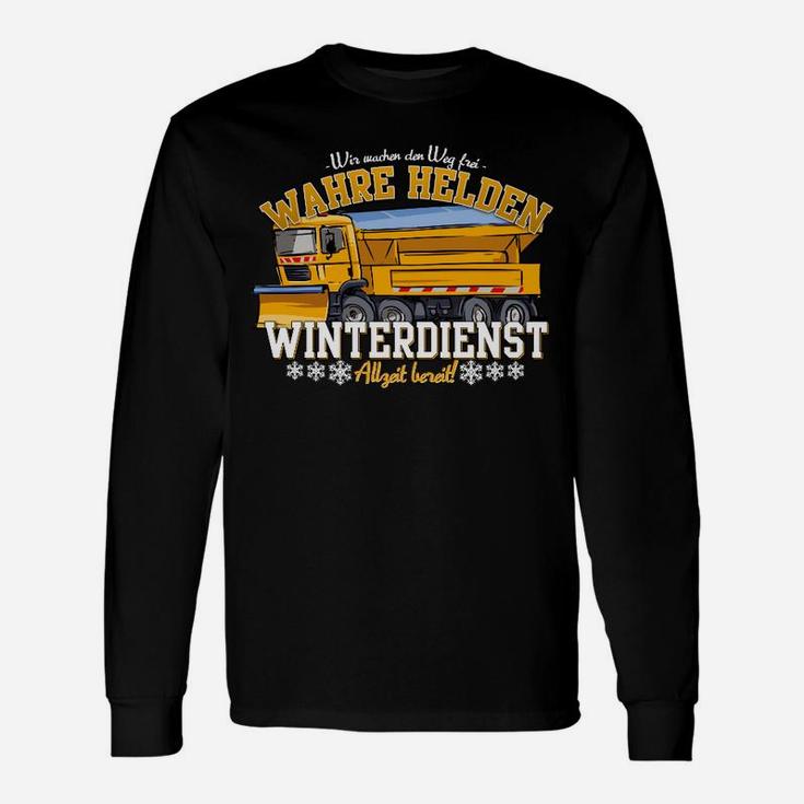 Wahre Helden Winterdienst Schwarzes Langarmshirts, Lustiges Motiv für Schneeräumer