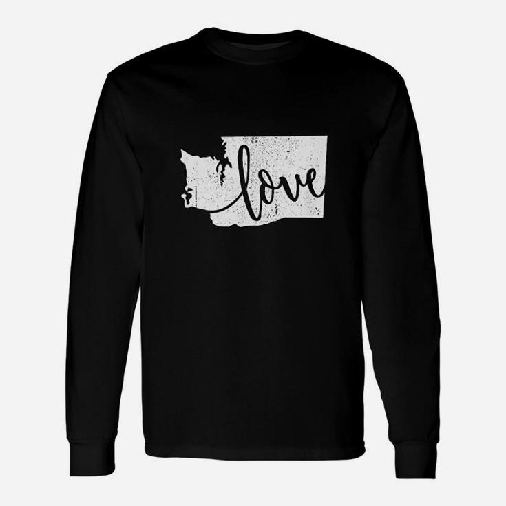Washington Home Love Vintage State Map Long Sleeve T-Shirt