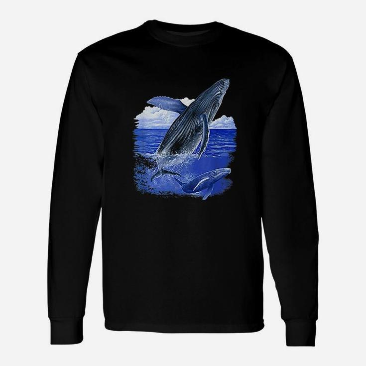 Whale With Baby Whale Sea Life Ocean Water Long Sleeve T-Shirt