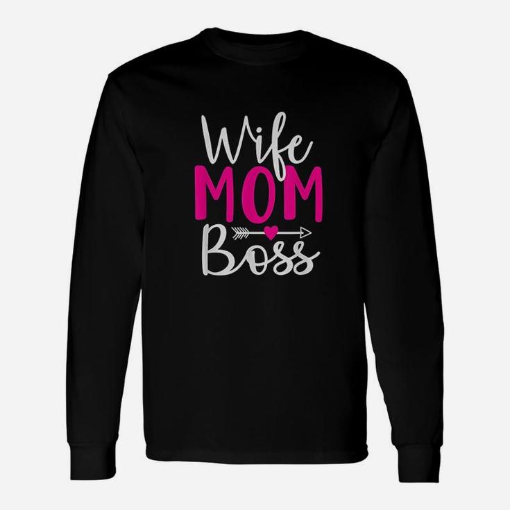 Wife Mom Boss Hustle New Women Christmas Long Sleeve T-Shirt