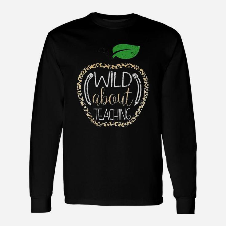 Wild About Teaching Leopard Print School Teacher Long Sleeve T-Shirt