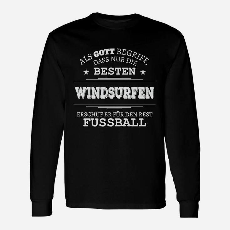 Windsurfen & Fußball Schwarzes Langarmshirts, Spruch für Fans