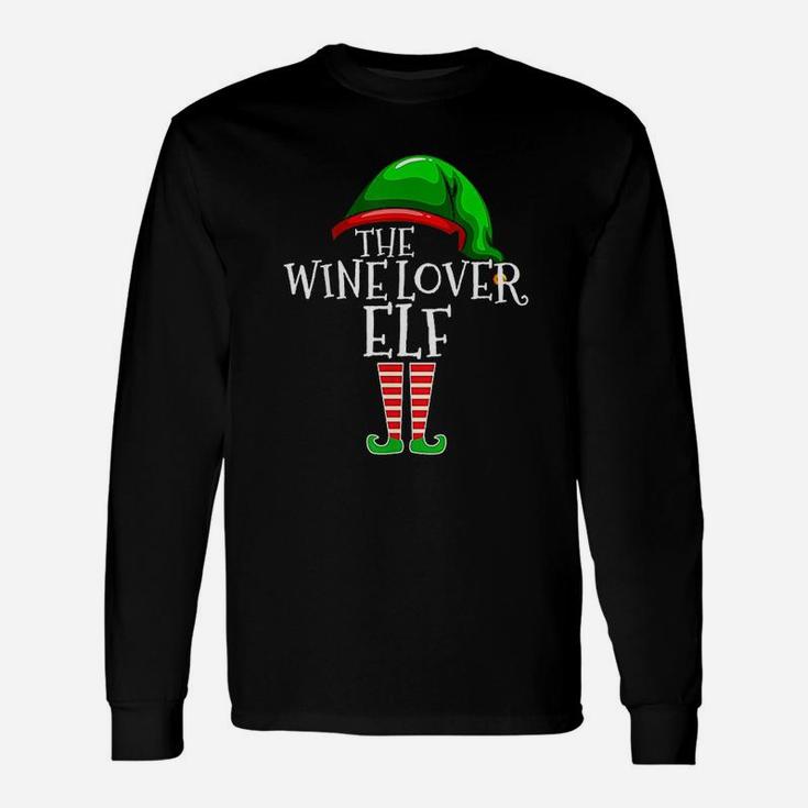 Wine Lover Elf Group Matching Christmas Drinking Long Sleeve T-Shirt