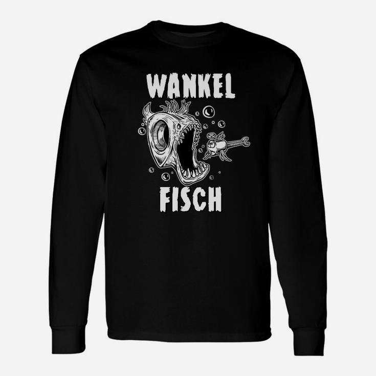 Witziges Wankelmotor Fisch Langarmshirts in Schwarz, Lustiges Auto Design Tee