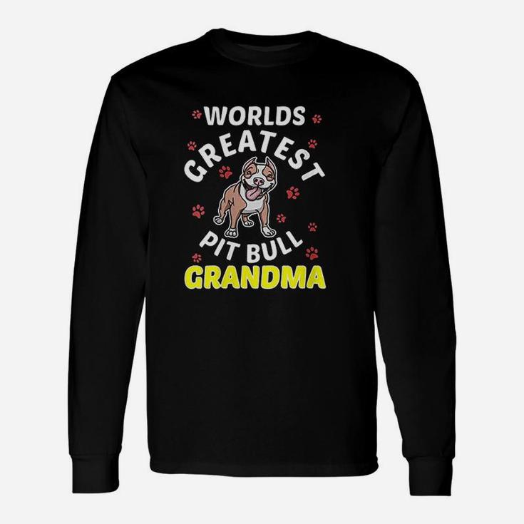 Worlds Greatest Pitbull Grandma Love My Dog Paw Long Sleeve T-Shirt