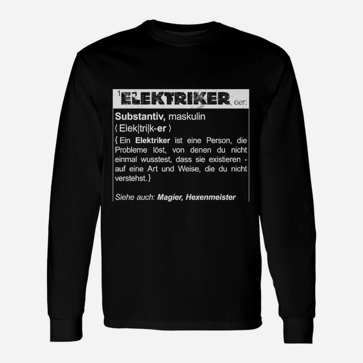 Wörterbuch Definition Elektriker Lustiges Langarmshirts - Herren Schwarz