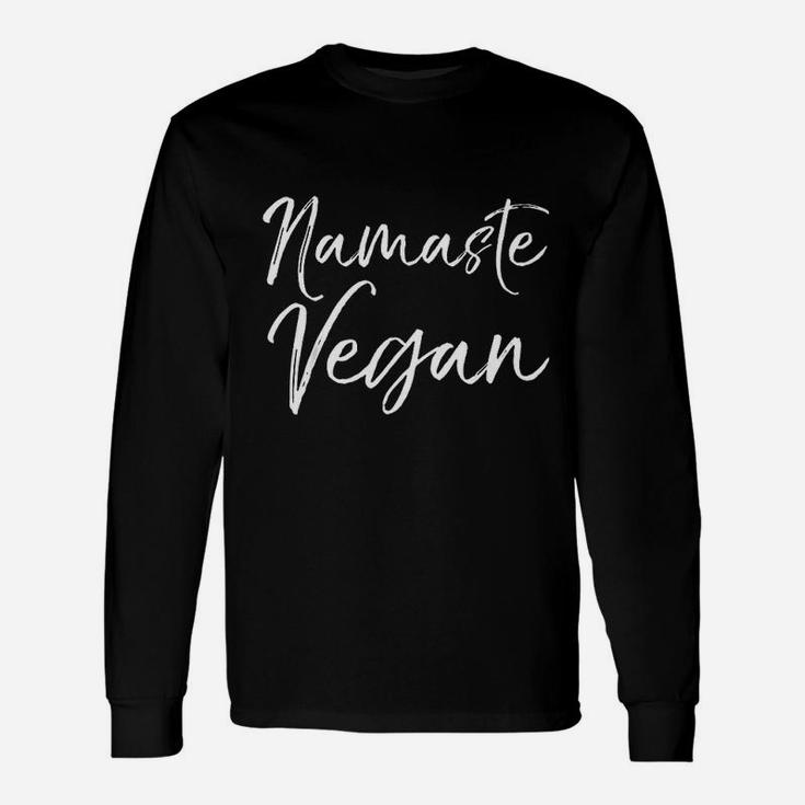 Yoga Pun Vegan Joke Yoga Exercise Namaste Vegan Long Sleeve T-Shirt
