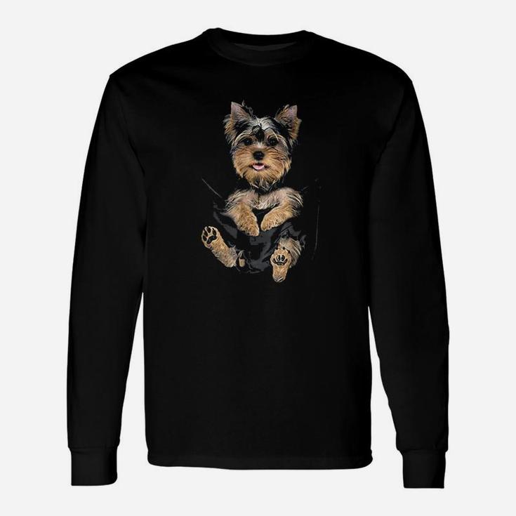 Yorkie Puppy In Pockets Long Sleeve T-Shirt