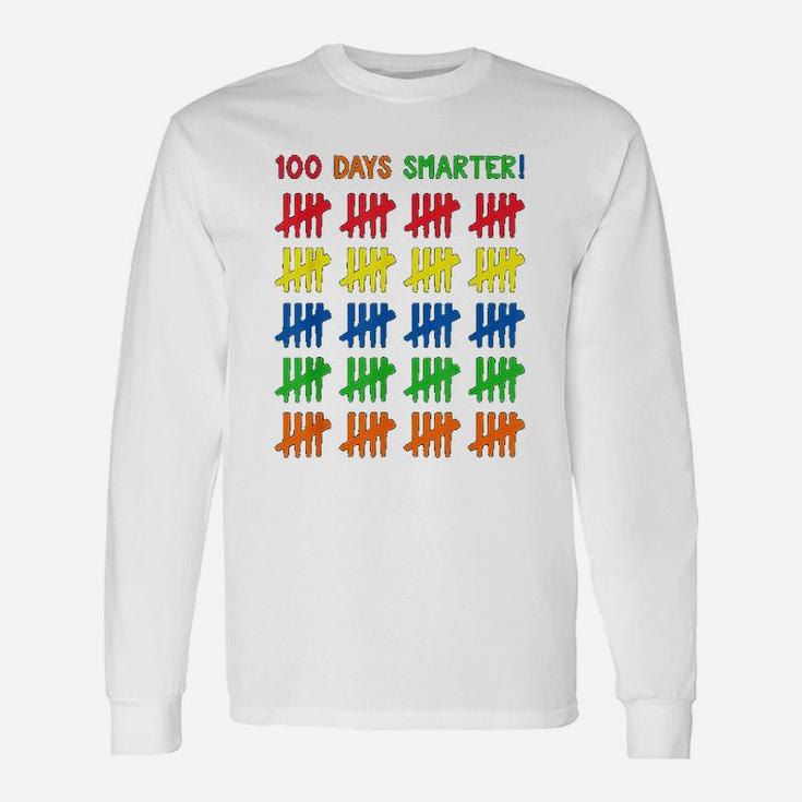 100 Days Of School Tally Marks 100 Days Smarter Long Sleeve T-Shirt