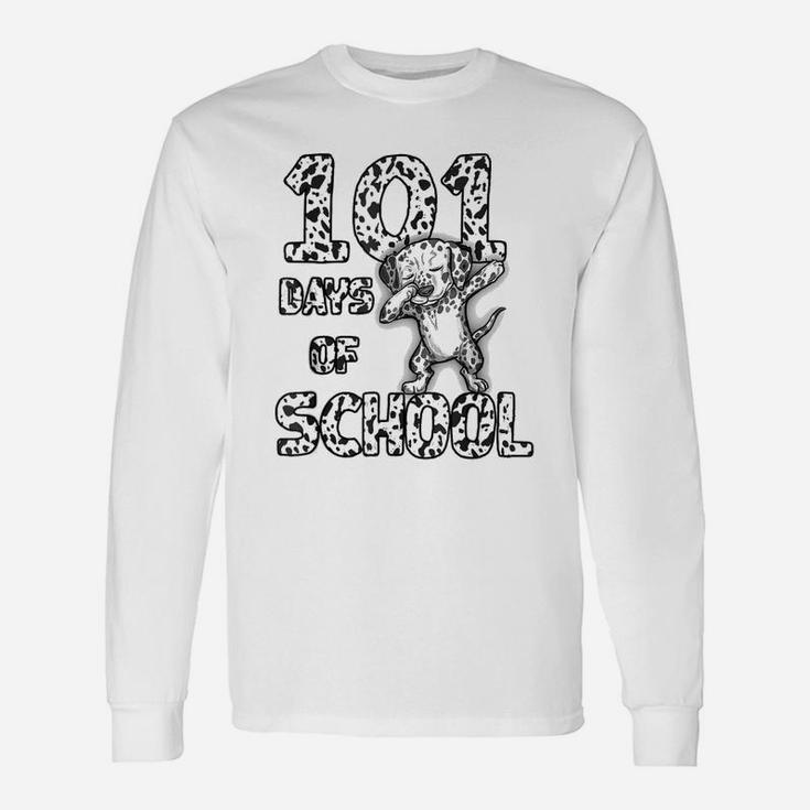 101 Days School Dabbing Dalmatian Dog 100 Days Teacher Long Sleeve T-Shirt