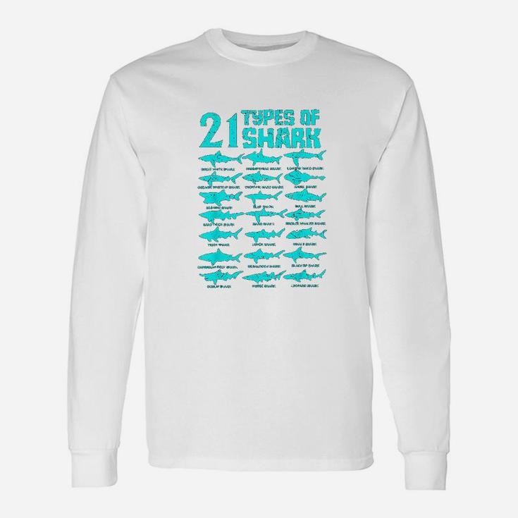 21 Types Of Shark Marine Biology Long Sleeve T-Shirt