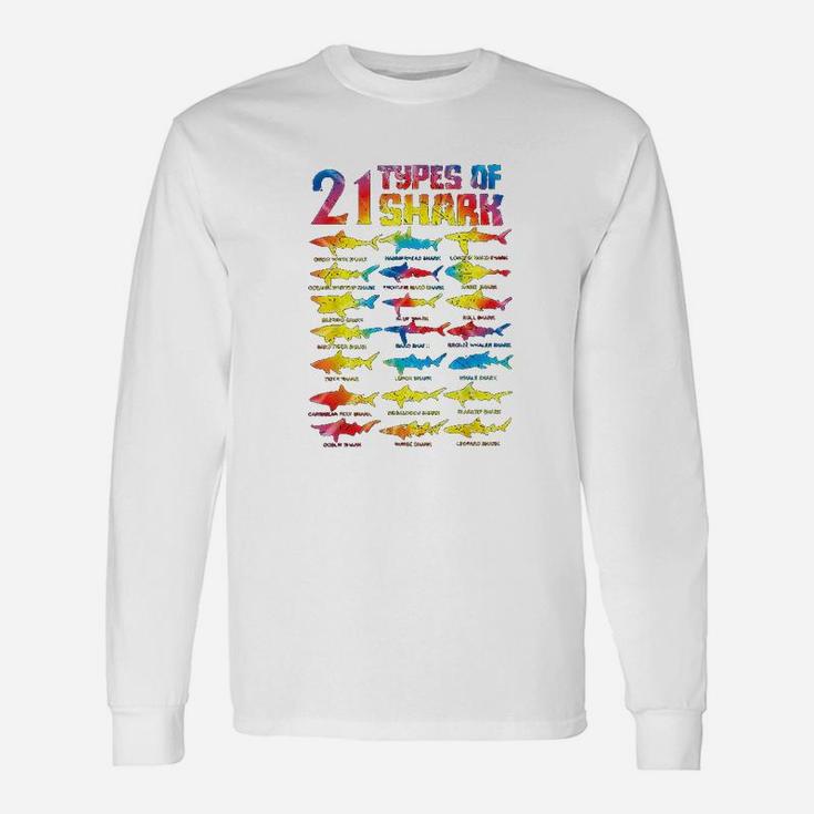 21 Types Of Shark Tie Dye Marine Biology Long Sleeve T-Shirt