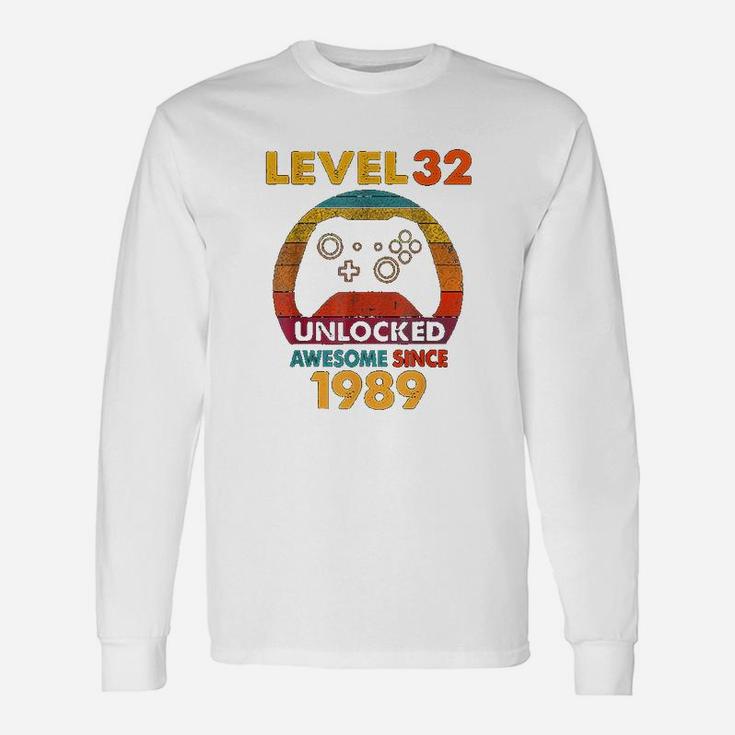 33rd Bday Boy Gamer Level 33 Unlocked Awesome Since 1989 Long Sleeve T-Shirt