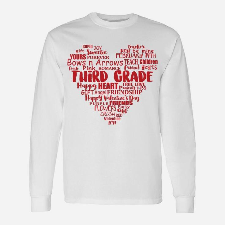 3rd Grade Teacher Valentine Heart Third Grade Long Sleeve T-Shirt