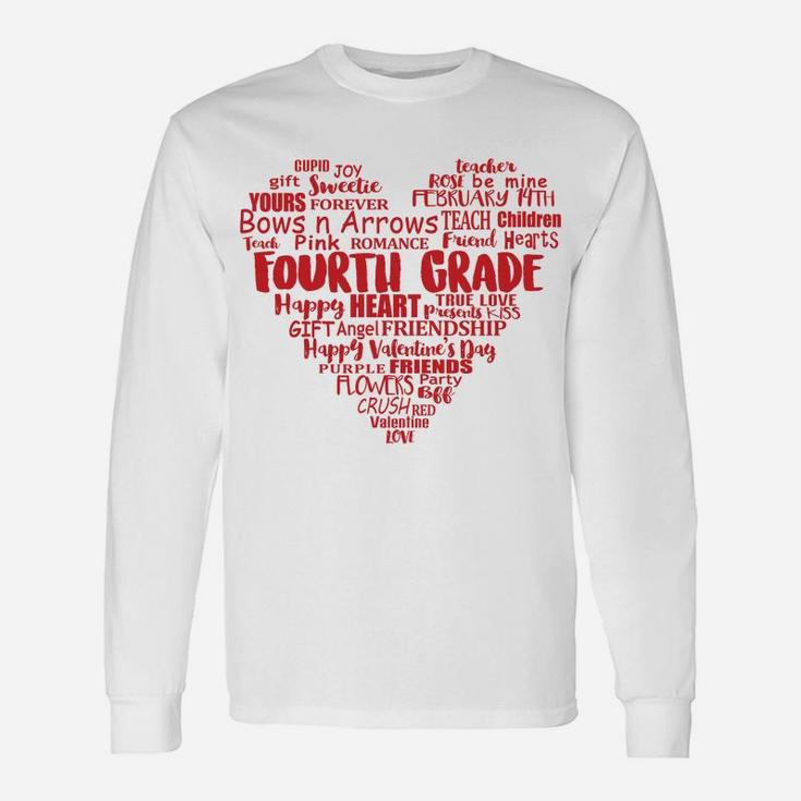 4th Grade Teacher Valentine Heart Fourth Grade Long Sleeve T-Shirt