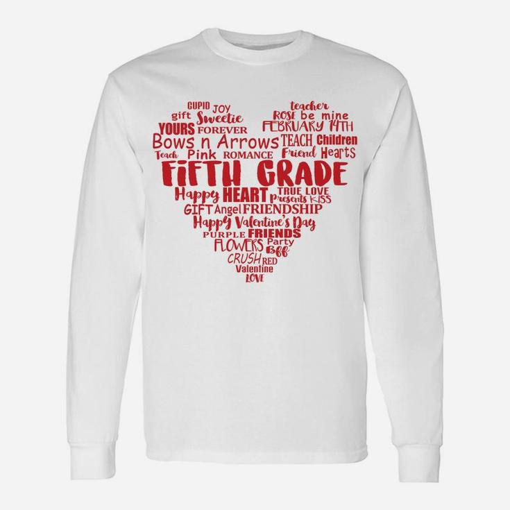 5th Grade Teacher Valentine Heart Fifth Grade Long Sleeve T-Shirt