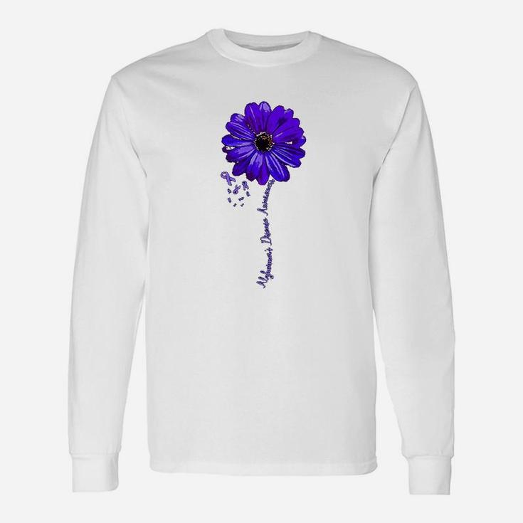 Alzheimers Awareness Pretty Flower Support Long Sleeve T-Shirt