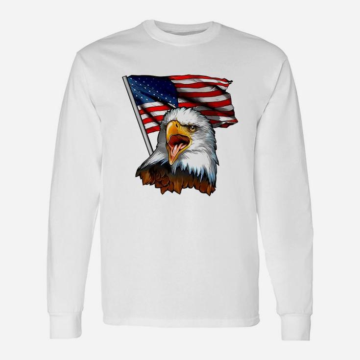 America Eagle And Flag Long Sleeve T-Shirt