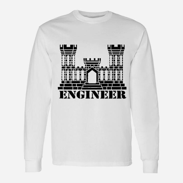 Army Engineer Branch Insignia Castle Veteran Graphic Long Sleeve T-Shirt