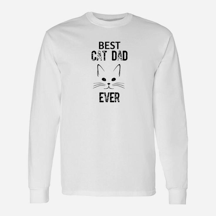 Awesome Best Cat Dad Ever Cat Face Long Sleeve T-Shirt