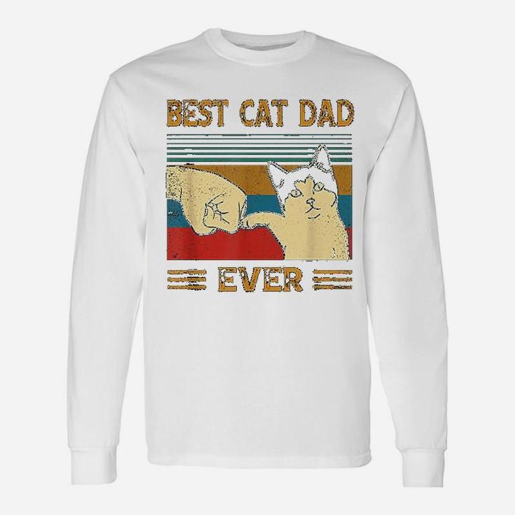 Best Cat Dad Ever Bump Fist Cat Daddy Vintage Long Sleeve T-Shirt