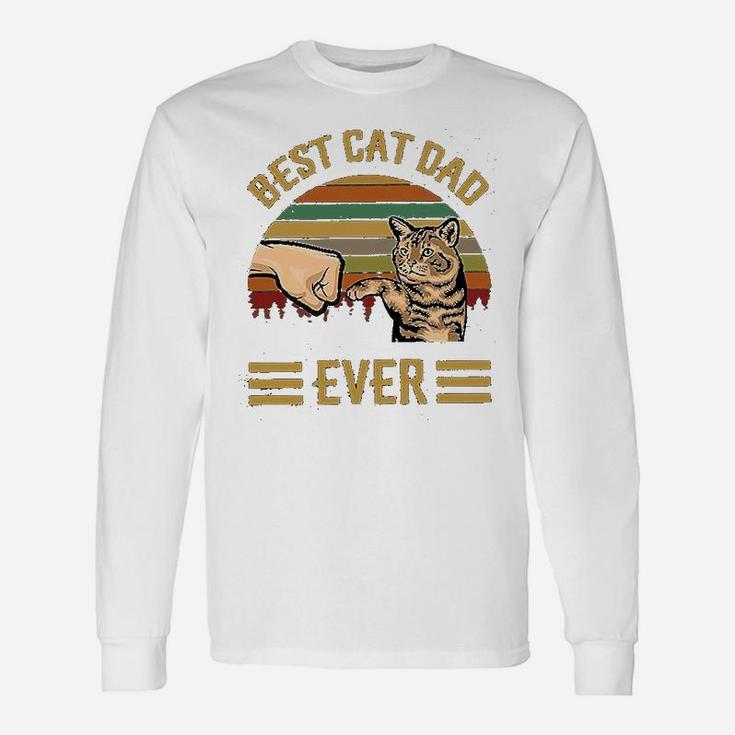 Best Cat Dad Ever Vintage Retro Kitten Cat Lovers Long Sleeve T-Shirt