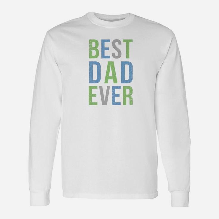 Best Dad Ever In Blue Green And Gray Block Letters Premium Long Sleeve T-Shirt