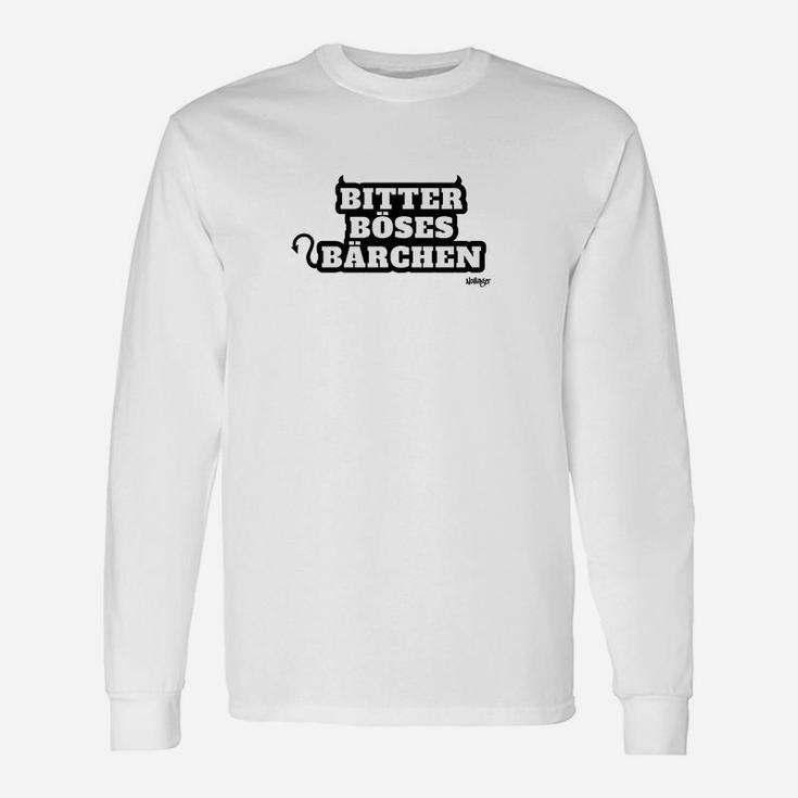 Bitter Böses Bärchen Herren Langarmshirts in Weiß, Lustiges Motiv-Langarmshirts