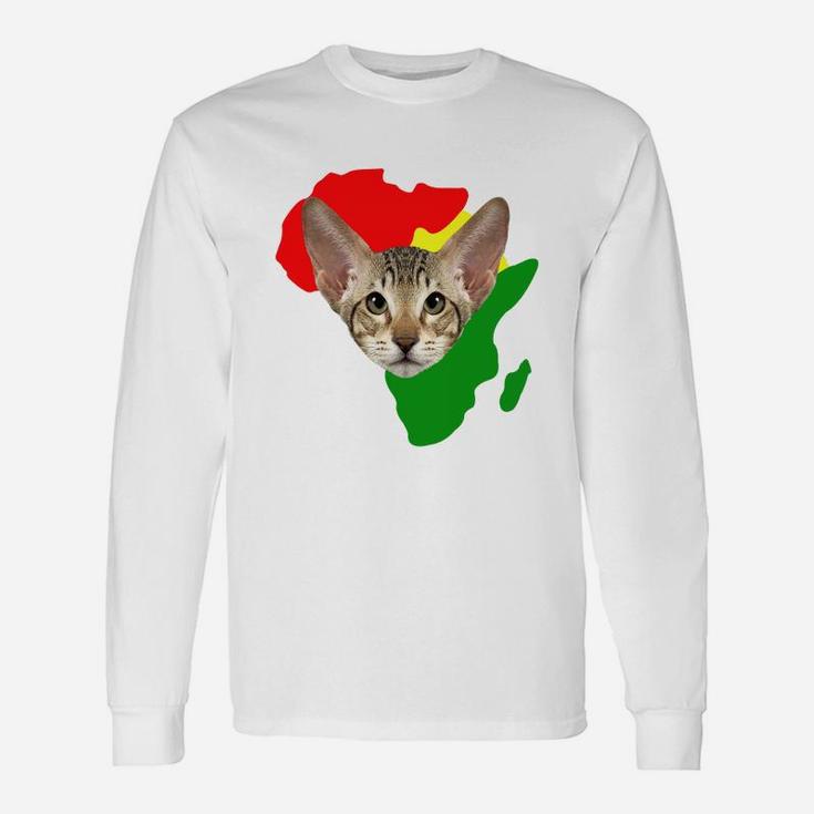 Black History Month African Map Oriental Shorthair For Pet Lovers Proud Black Long Sleeve T-Shirt