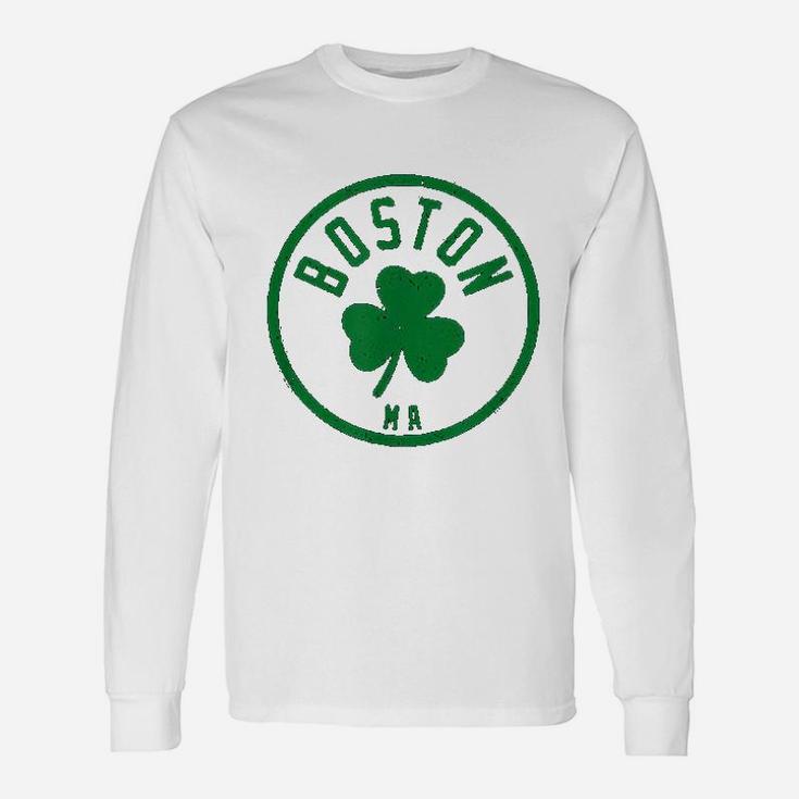 Boston Basketball Shamrock Massachusetts Vintage Long Sleeve T-Shirt