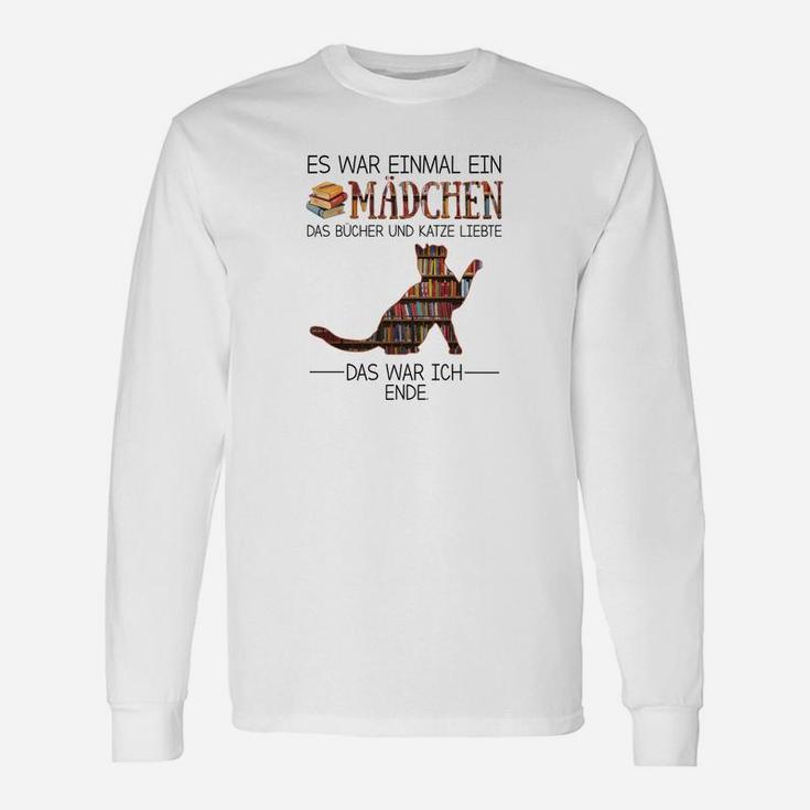 Bücherliebhaber Mädchen Langarmshirts, Katzen & Literatur Motiv