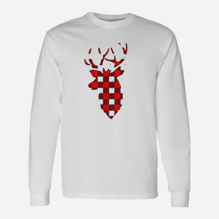 Buffalo Plaid Christmas Deer Cute Christmas Long Sleeve T-Shirt